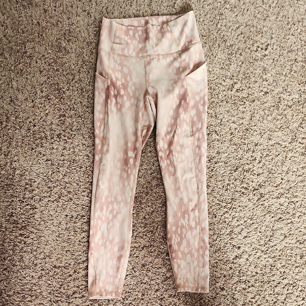 Fabletics Leggings in Pink and Cream